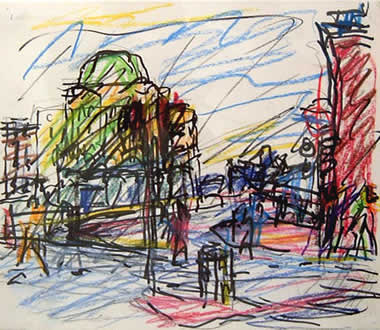 Frank Auerbach: 1 of 2 Studies for 'Camden Palace'
