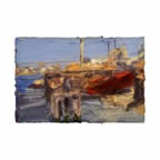 "Beached Barge, Incoming Tide by the Ballast Yard, Greenwich"